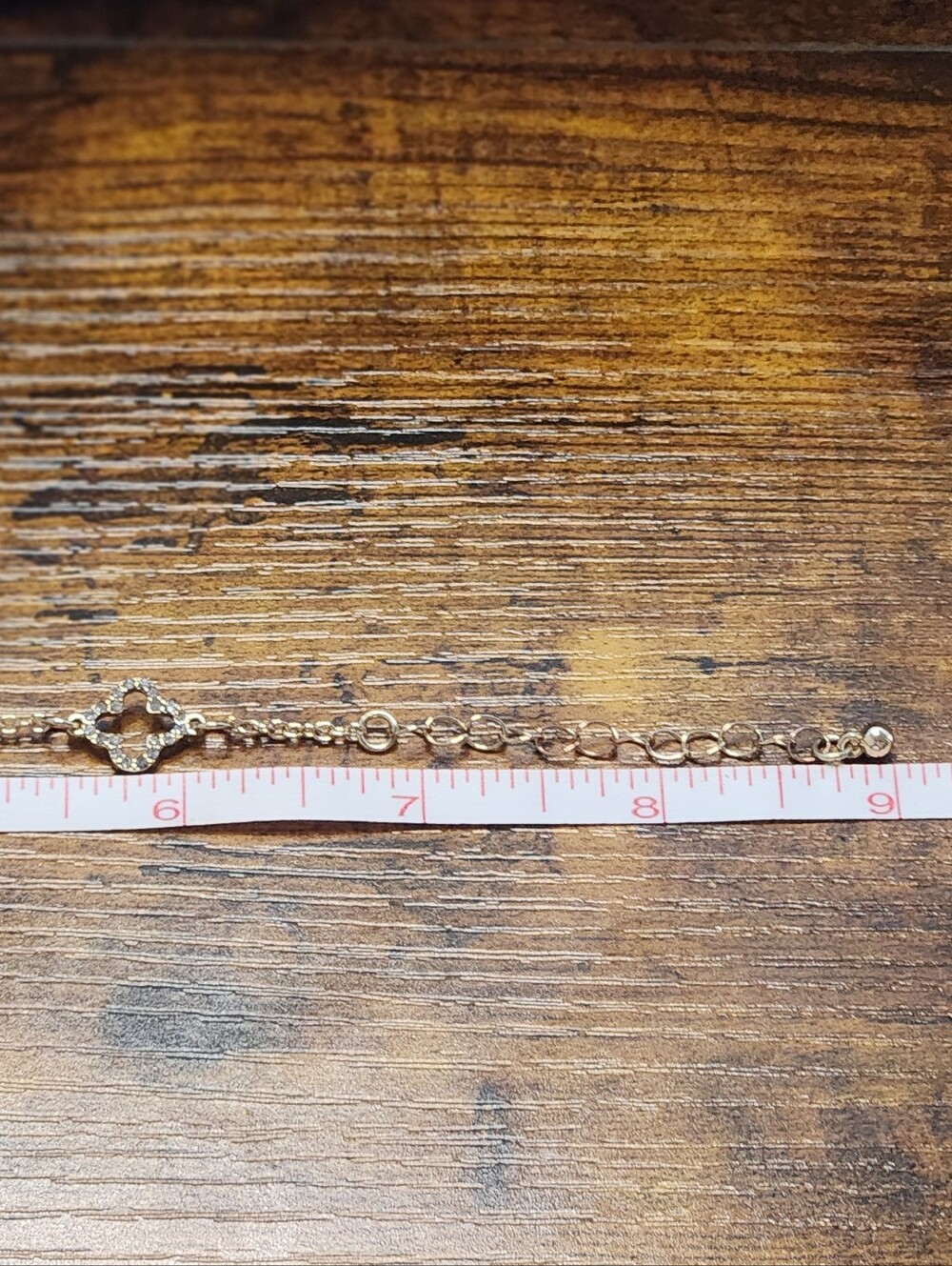 ✨ Gold-Tone Rhinestone Clover Charm Bracelet – NWOT - Picture 7 of 7